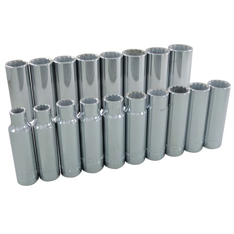 1/2" Dr. 18 Piece 12 Point Deep Metric Socket Set – Gray Tools Online Store