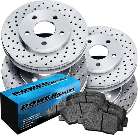 For Mercedes-Benz E350 Front Rear Black Drilled Brake Rotors+Ceramic ...