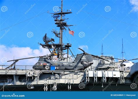 Helicopter on Flight Deck of Aircraft Carrier Editorial Stock Image ...