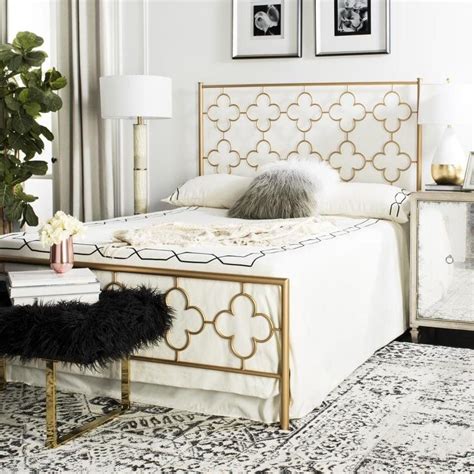 Safavieh Morris Antique Gold Full Bed Frame Lowes.com | Gold bed frame ...