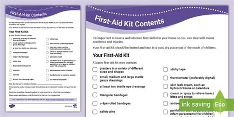 Family First-Aid Kit Checklist (teacher made) - Twinkl