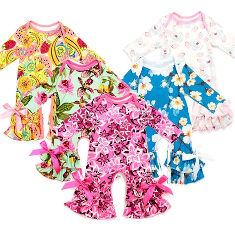 Baby Girl Printed Ruffled Rompers Ruffle Romper Baby Onesie Girls ...