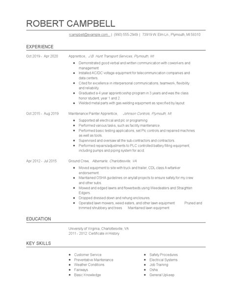 Apprentice Resume Examples and Tips - Zippia