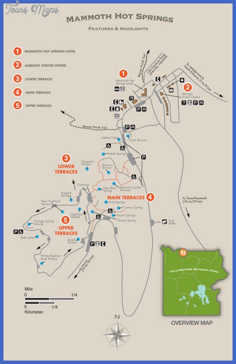 Yellowstone Mammoth Hot Springs Area - ToursMaps.com