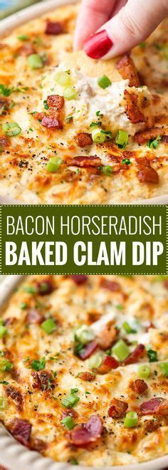 Bacon Horseradish Baked Clam Dip | This 5 ingredient clam dip is loaded ...