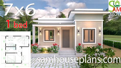 House Plans 7x6 with One Bedroom Flat Roof - SamHousePlans