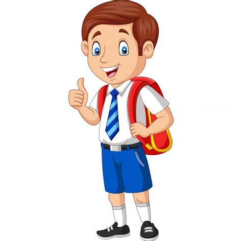 Premium Vector | Cartoon happy school boy in uniform giving a thumb up ...