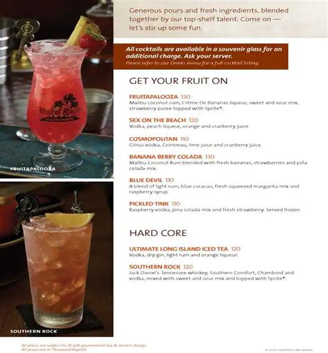 Hard Rock Cafe Menu, Menu for Hard Rock Cafe, SCBD, Jakarta - Zomato ...