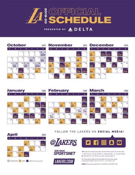 Lakers schedule in color : r/lakers