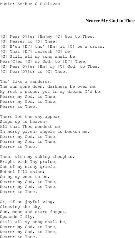 Nearer My God to Thee - Christian Gospel Song Lyrics and Chords