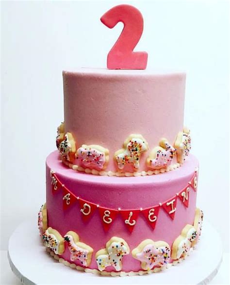 Cute 2 Tier Pink Birthday Cake for Two Year-Old Girl.JPG Hi-Res 720p HD