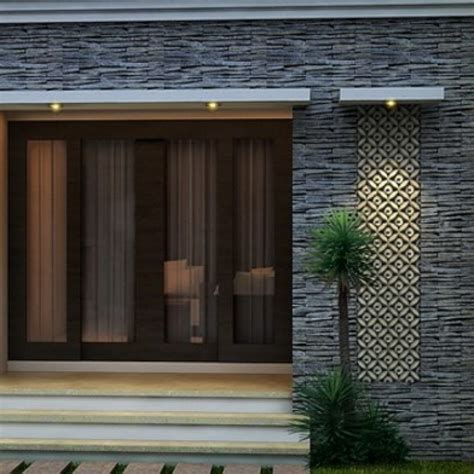 Foto Rumah Minimalis Tampak Depan Dengan Batu Alam | Rumah batu, Desain ...