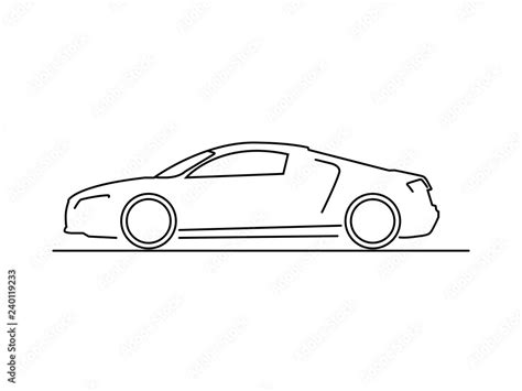 Sports car side view line drawing white background vector Stock Vector ...