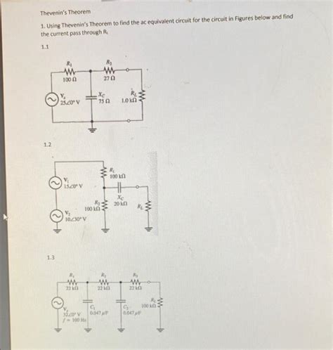 Solved Thevenin's Theorem 1. Using Thevenin's Theorem to | Chegg.com