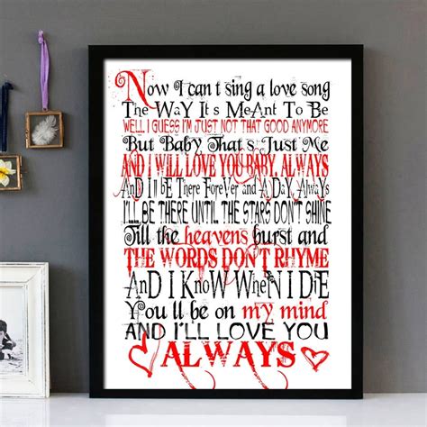 "Always" Bon Jovi - Framed Lyrics Wall Art Design