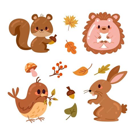 Premium Vector | Hand drawn autumn animals collection