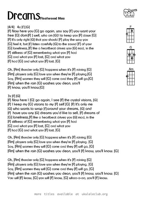 Dreams - Fleetwood Mac | Ukulele Club Amsterdam | Ukulele chords songs ...