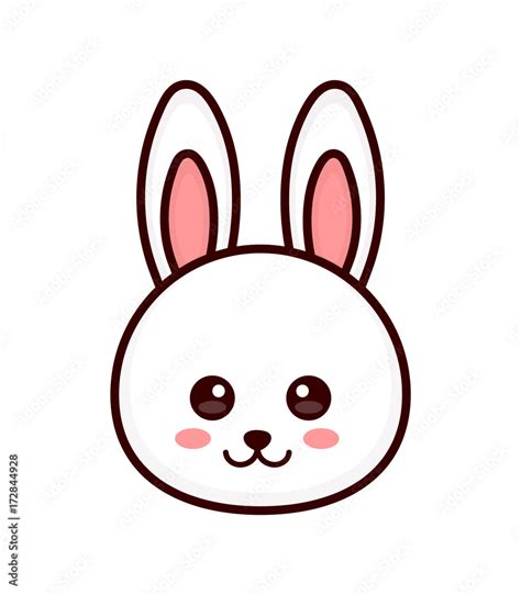 Cute bunny. rabbit face. Vector modern line outline flat style cartoon ...