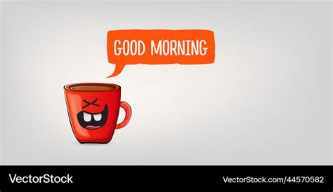 Good morning quote with cute red coffee cup Vector Image