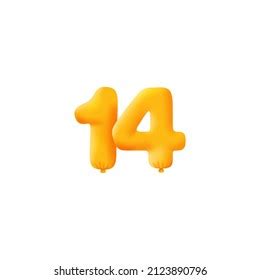 Orange 3d Number 14 Balloon Realistic Stock Vector (Royalty Free ...