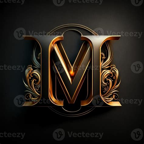 Logo for the letter M with a modern classic style ,3d alphabet on black ...