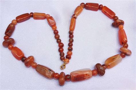 A Near Eastern restrung carnelian bead necklace