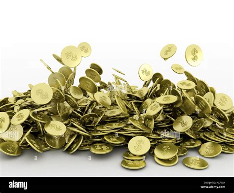 Falling gold coins on white background Stock Photo - Alamy