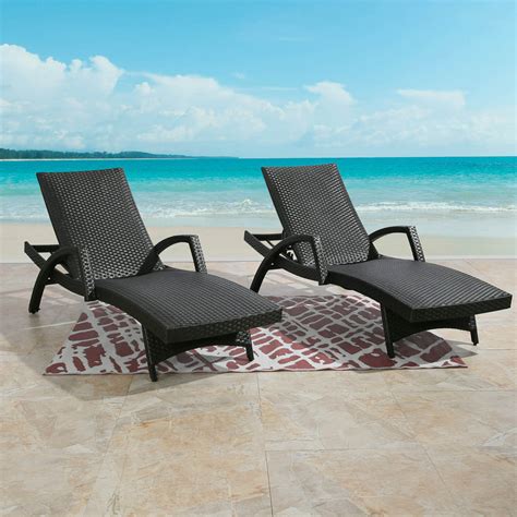 Ulax Furniture Outdoor Woven Padded 2-Pack Aluminum Chaise Lounge Armed ...