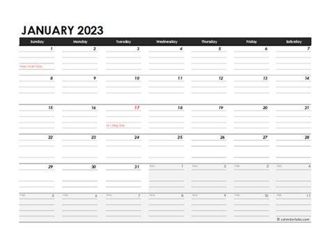 Editable 2023 Monthly Calendar Excel Template - Free Printable Templates