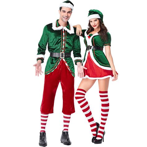 2019 Couple Matching Christmas Elf Costume Christmas Holiday He and Sh ...