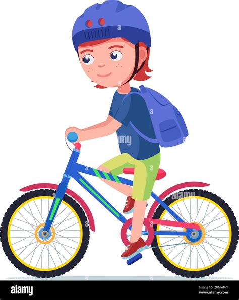 Boy riding a bike. Vector illustration character cartoon little boy ...