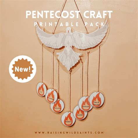 Pentecost Printable Craft & Activity DOWNLOAD, Flame Dove Wall Hanging ...