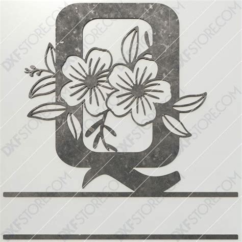 Split Monogram Elegant Floral Split Alphabet Letter Q - DXF File Cut ...