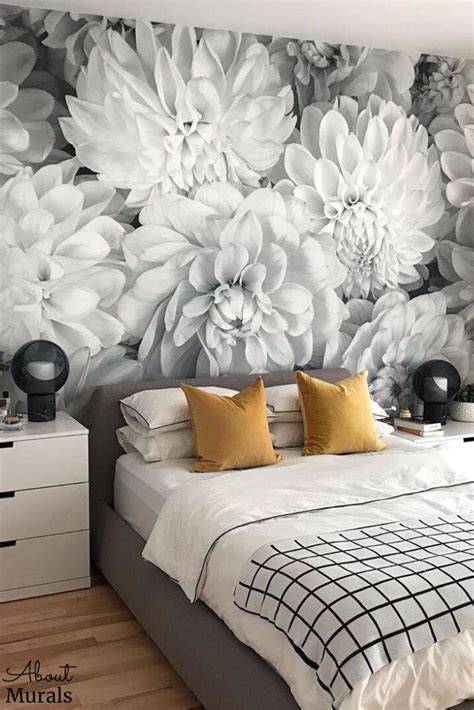 Black and White Flower Wallpaper | About Murals | Floral wallpaper ...