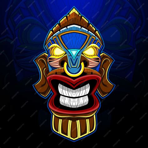 Premium Vector | Tiki mask esport mascot logo