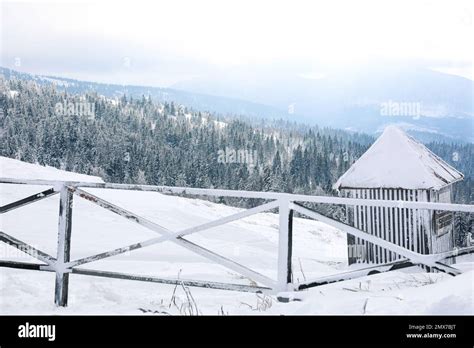 Picturesque view of snowy hills at mountain resort Stock Photo - Alamy