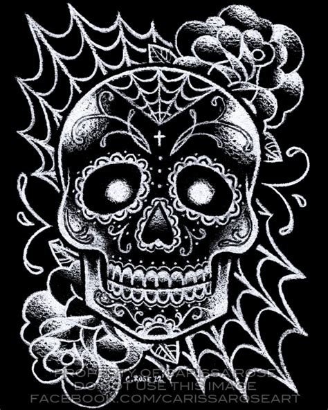 Black and White Sugar Skull Tattoo Flash by misscarissarose on DeviantArt