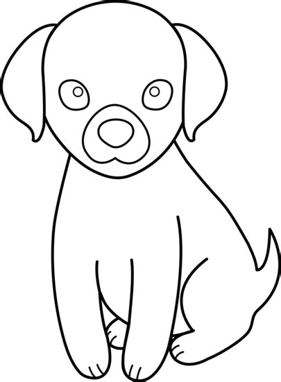 Colorable Puppy Line Art - Free Clip Art