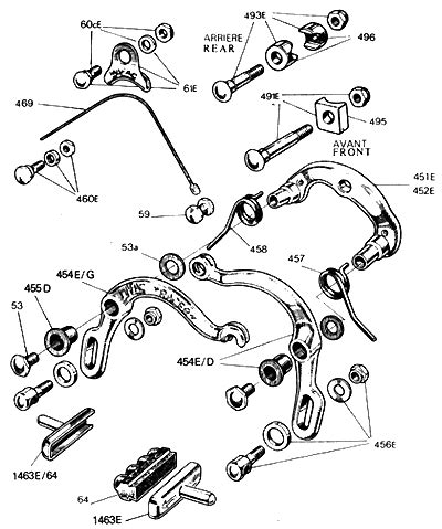 Mafac "Racer" brakes diagram... This is what needs fixin'. Vintage ...