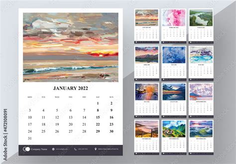 Calendar for Company Planner Layout Stock Template | Adobe Stock