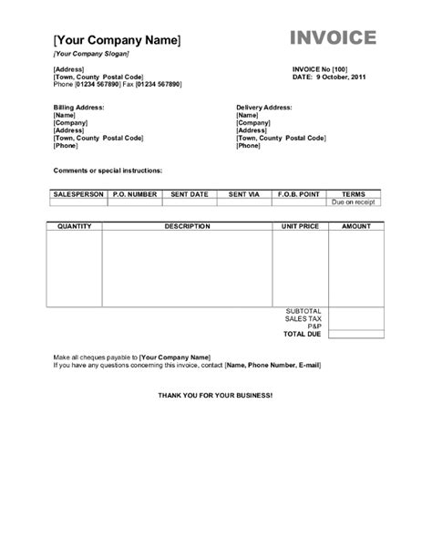 Download Invoice Sample Word Doc Background * Invoice Template Ideas