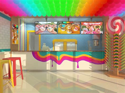 Street Ice Cream Shop Interior Design Retail Frozen Yogurt Store ...