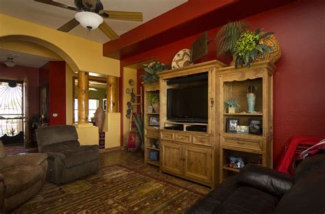 Jenkins Santa Fe Style Residence Family Room looking into the Entry and ...