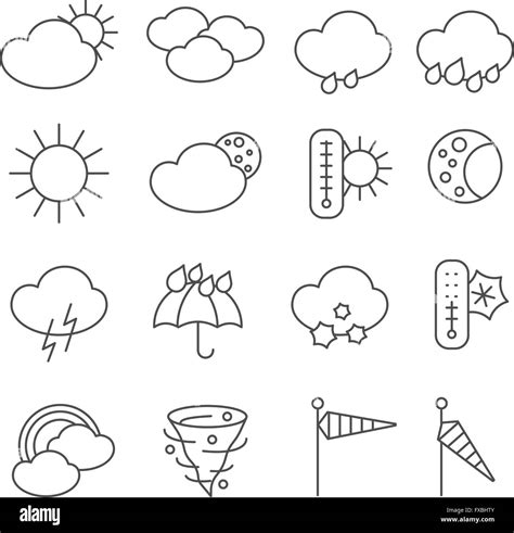 Weather forecast symbols icons set line Stock Vector Image & Art - Alamy