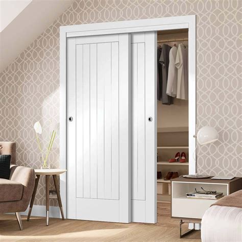 Thruslide Suffolk Flush 2 Door Wardrobe and Frame Kit - White Primed ...