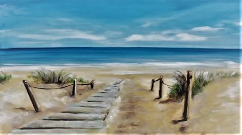 sea Acrylic Painting painting Beautiful Boardwalk scene acrylic ocean ...