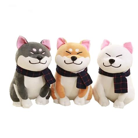 25cm Scarf Shiba Inu Dog Plush Toy Japanese Doll Doge Dog Stuffed ...