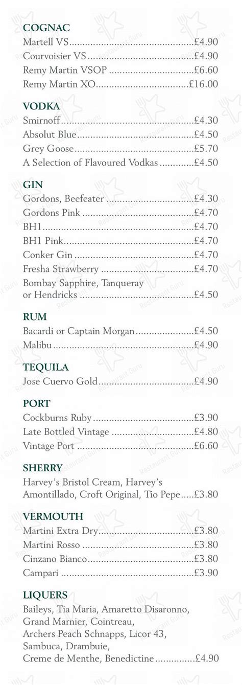 Menu at Miramar Hotel Bournemouth restaurant, Bournemouth