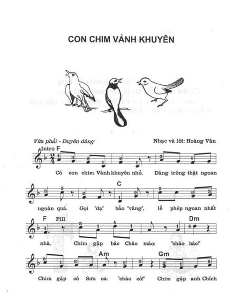 Sheet nhạc bài: CON CHIM VÀNH KHUYÊN - Hợp âm Pro