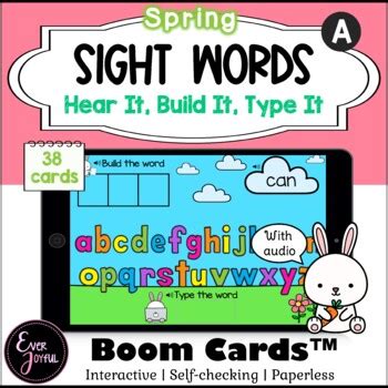 Pre-K Sight Word Boom Cards™ (Hear It, Build It, Type It) - Level A